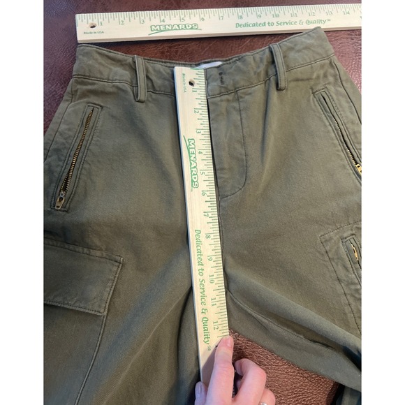 Etica Ren Olive Green Cargo Pants Women Size 25 Cotton Utility‎ Zipper Pockets - Picture 5 of 6